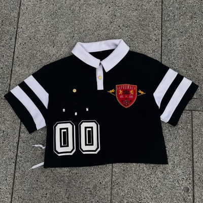 Taglio e cucitura del logo personalizzato Magliette di rugby in cotone a maglia unisex manica corta Golf T-shirt di polo maschile ricamato