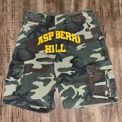 Custom New Design Summer Vintage Multi-Pockets Baggy Double Waist Acid Wash Streetwear Shorts Cargo Maschile