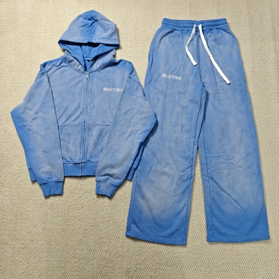 Felpa con cappuccio da uomo reversibile con cuciture personalizzate, in spugna francese pesante, lavaggio acido invecchiato, sbiadito dal sole, lavato