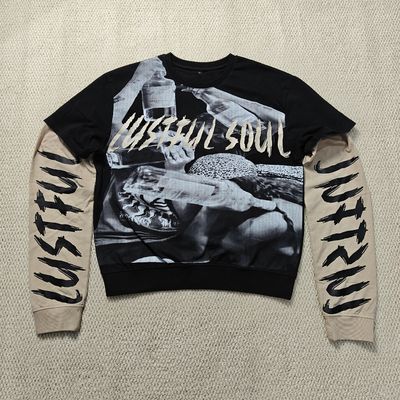 T-shirt da uomo a doppio strato a manica lunga di alta qualità in cotone pesante DTG stampato